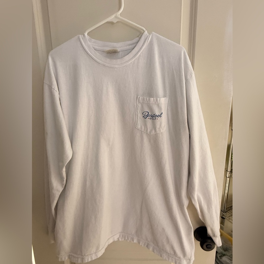 BARSTOOL GOLF FLAG LONG SLEEVE POCKET TEE sz XL WHITE